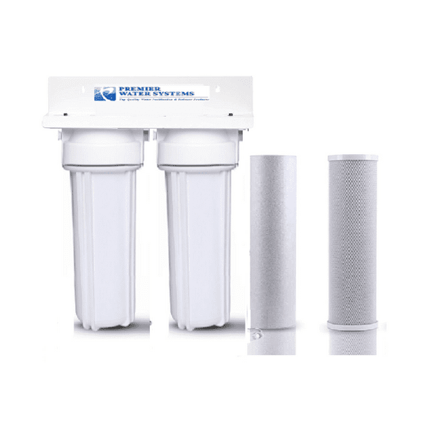 UNDER SINK DUAL WATER FILTRATION SYSTEM CARBON/KDF AND SEDIMENT MADE IN USA UNDER SINK DUAL WATER FILTRATION SYSTEM CARBON/KDF AND SEDIMENT MADE IN USA